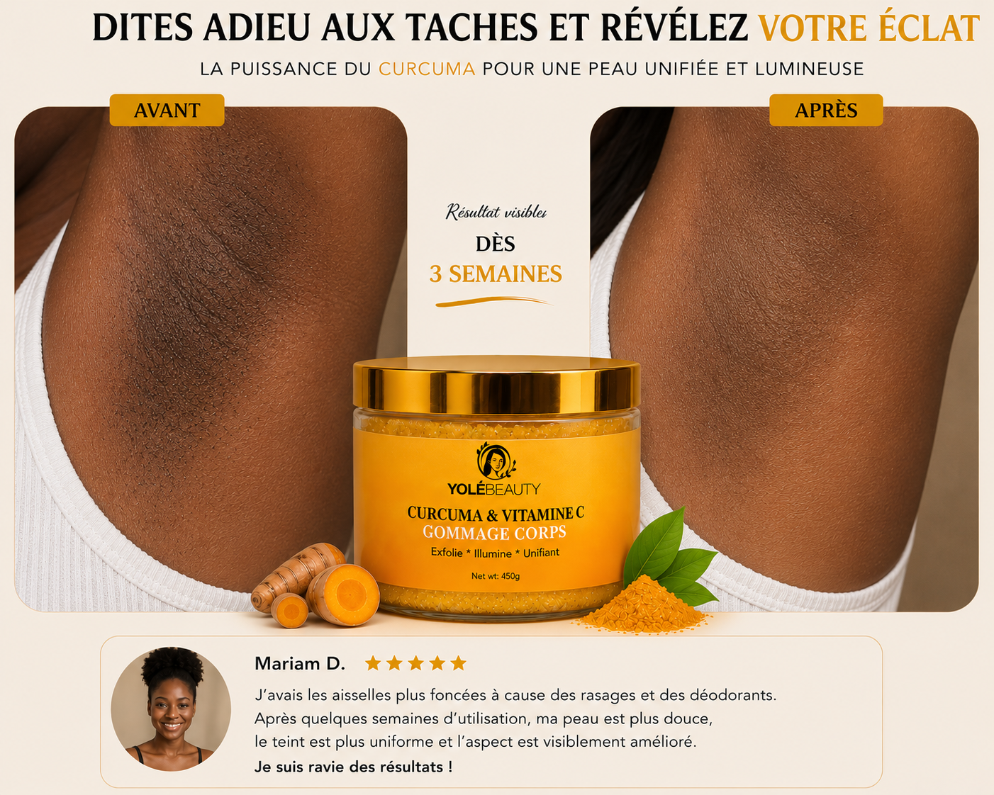 Gommage corps au Curcuma Vitamine C