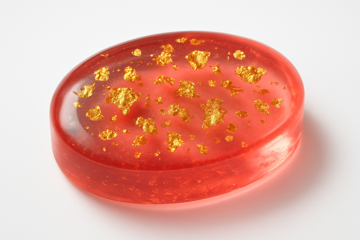 je veux un savon rose rouge tranparent avec des fragement d&