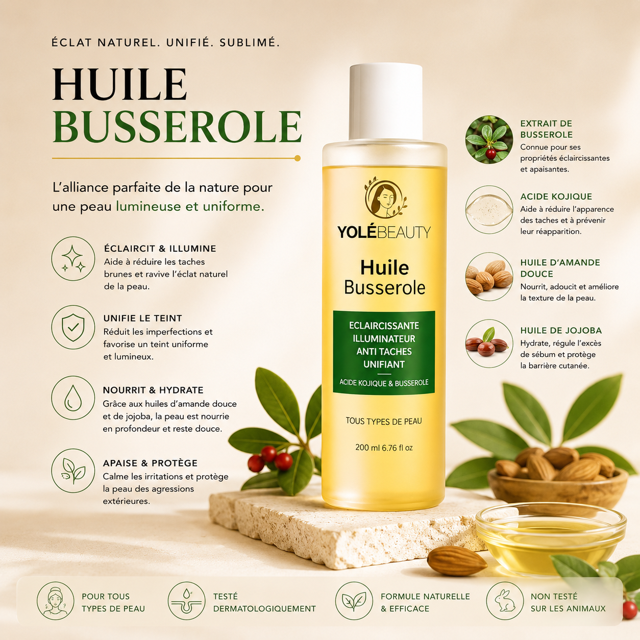 Huile de busserole super éclaircissant